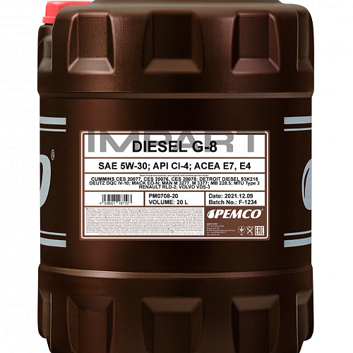 Масло моторное DIESEL G-8 PEMCO 5W-30 UHPD (20 л.)