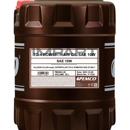 Масло трансмиссионно-гидравлическое PEMCO ТО-4 Powertrain Oil SAE 10W (20 литр)